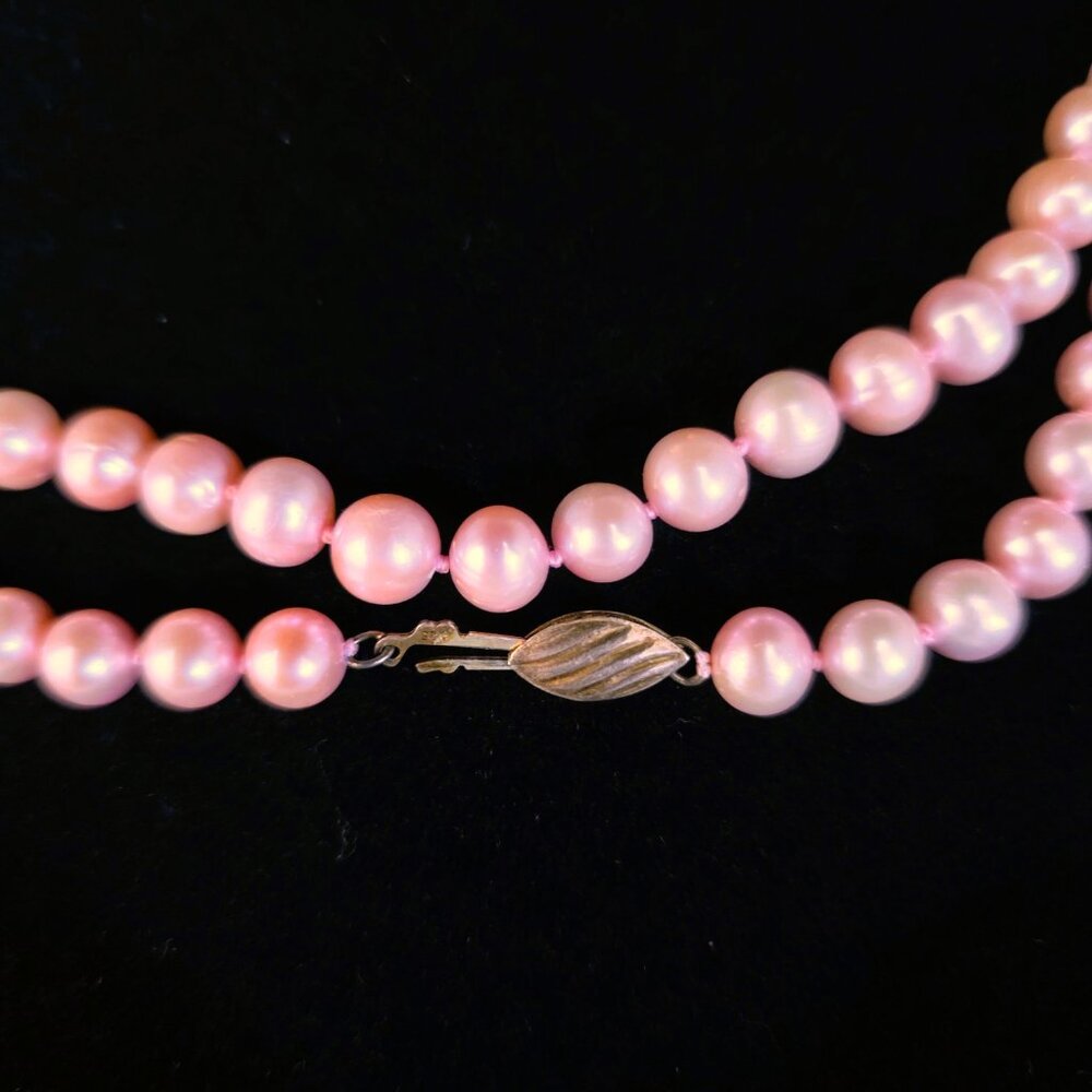 SPLENDID HOLIDAY GIFT! Pink Fresh Water Pearl Necklace Hand Knttd Opera Lgth 40" - Picture 5 of 5